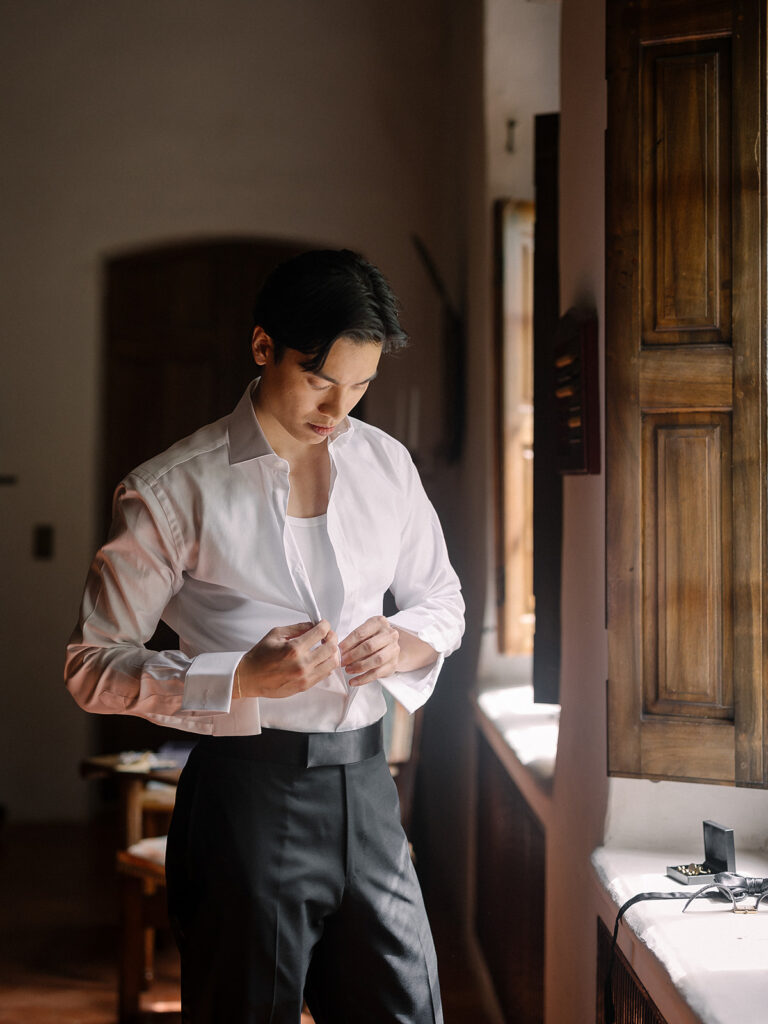 Chateau de sannes luxury wedding groom prep