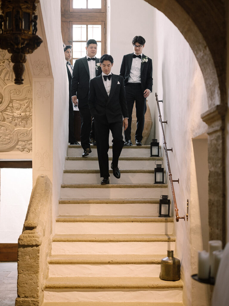 Chateau de sannes luxury wedding groom prep