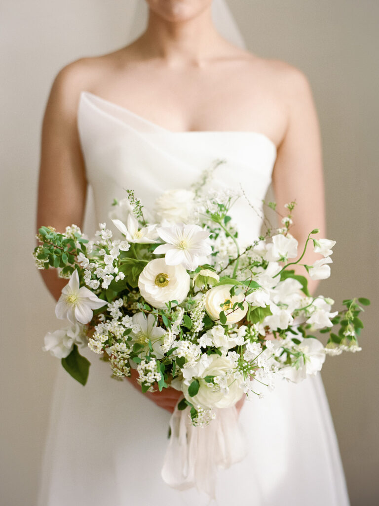 Chateau de sannes wedding white bridal bouquet