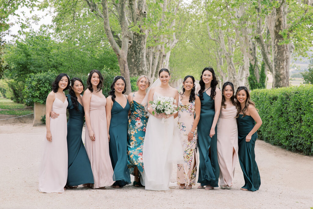 Chateau de sannes luxury wedding big bridal party