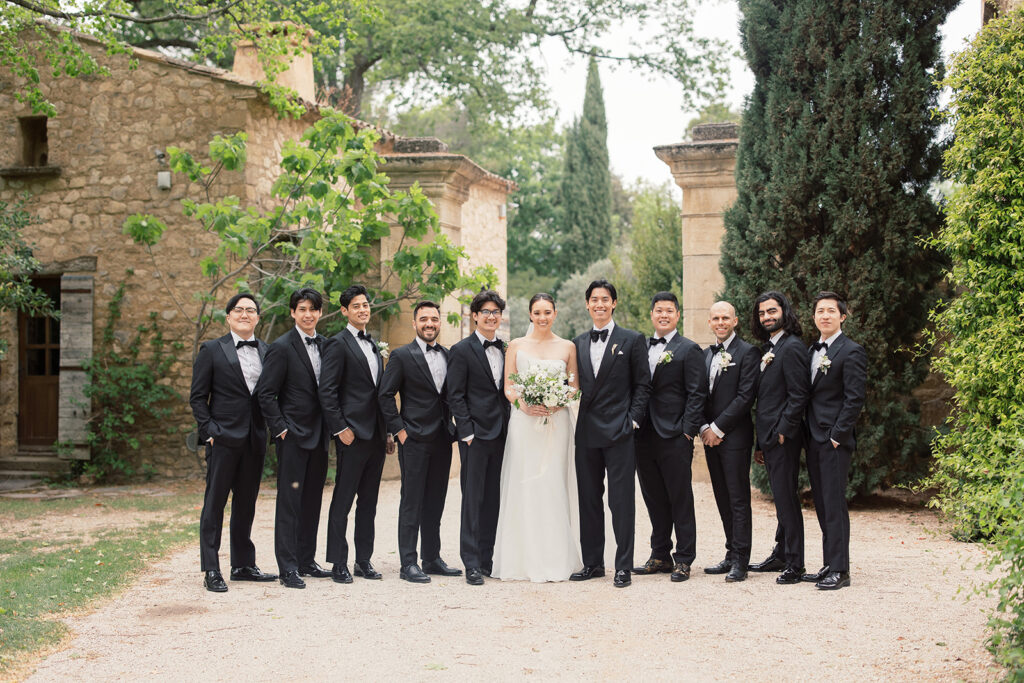 Chateau de sannes luxury wedding big bridal party