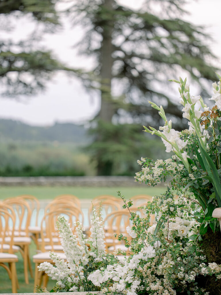 Chateau de sannes luxury wedding ceremony decor